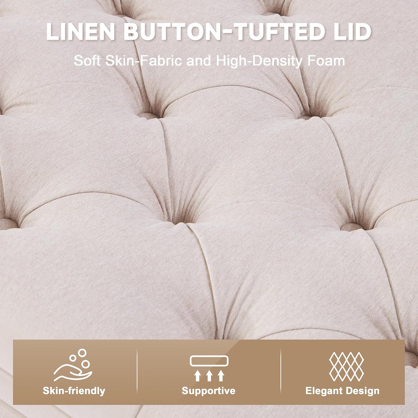 Mangodan50" Storage Ottoman Bench, Tufted Ottoman with Storage for Living Room, Large End of Bed Ottomans, Modern Entryway Benchs