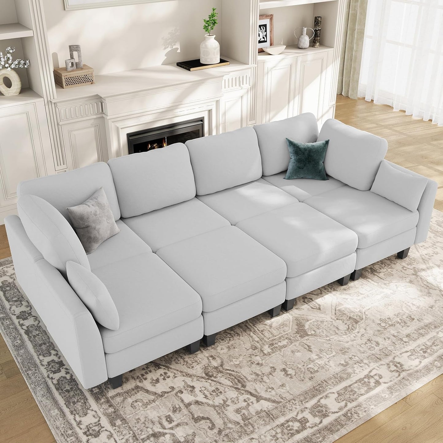 Huatean HomeSectional Sleeper Sofa, Comfy Sectionals Couches Bed, Convertible Sofas with Ottomans