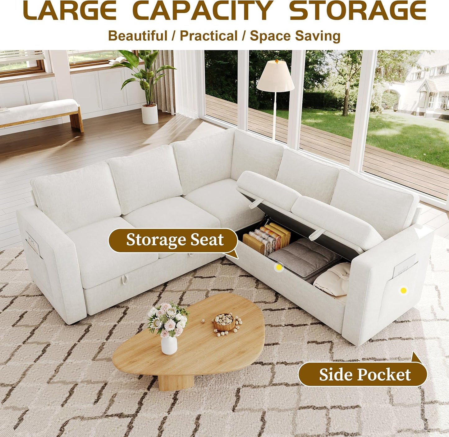 Sectionals Modular Sofa with Storage, Comfy Sectional Couches for Living Room & Apartment