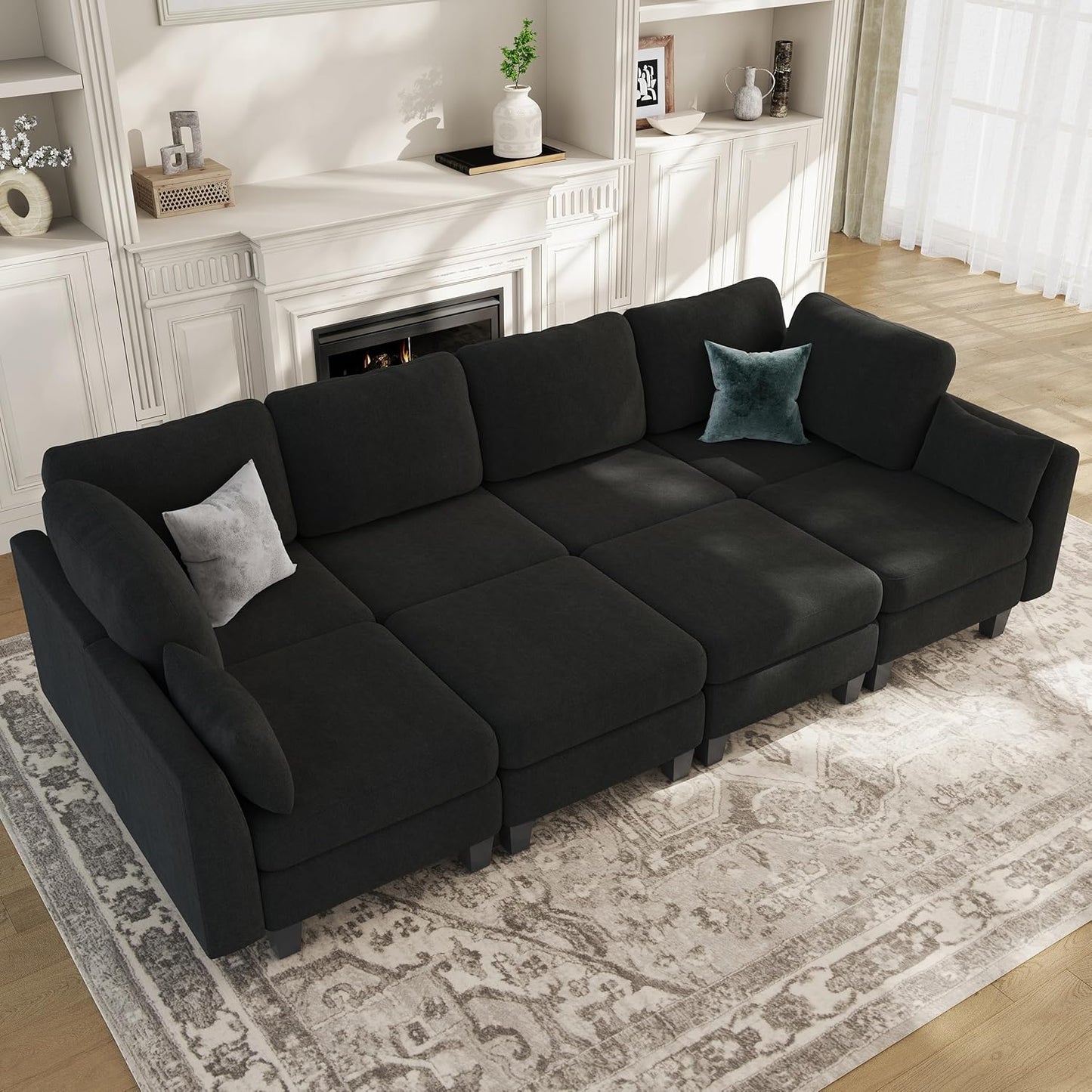 Huatean HomeSectional Sleeper Sofa, Comfy Sectionals Couches Bed, Convertible Sofas with Ottomans