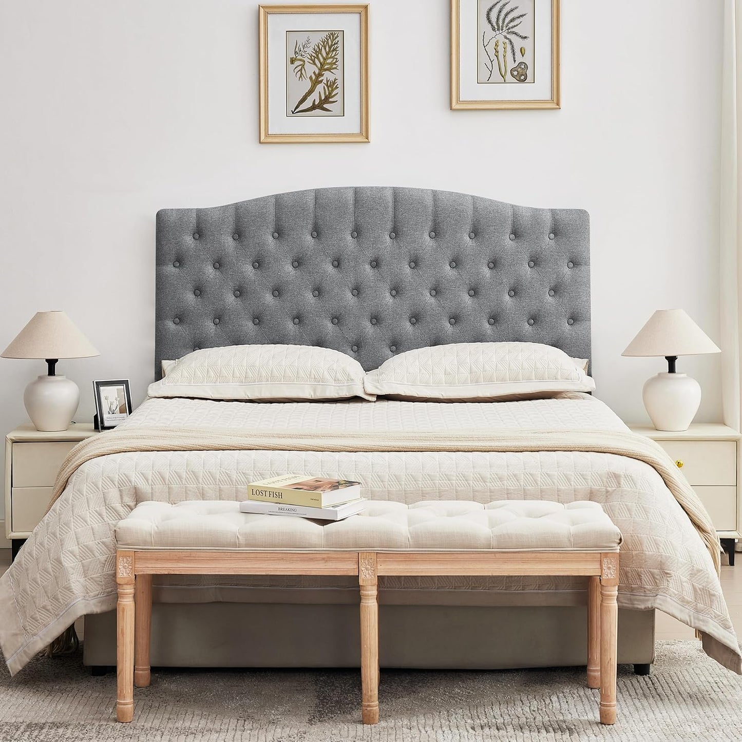Tufted Upholstered Tall Headboard, Sturdy and Durable Solid Wood Bed headboards