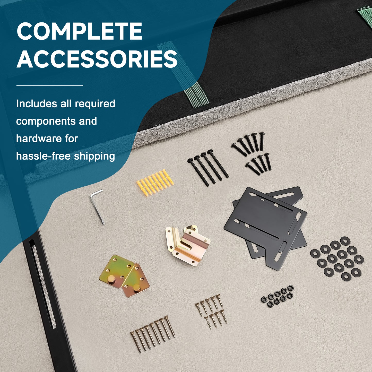 Tufted Upholstered Linen Fabric，Durable Modern Diamond Design Wood Headboads