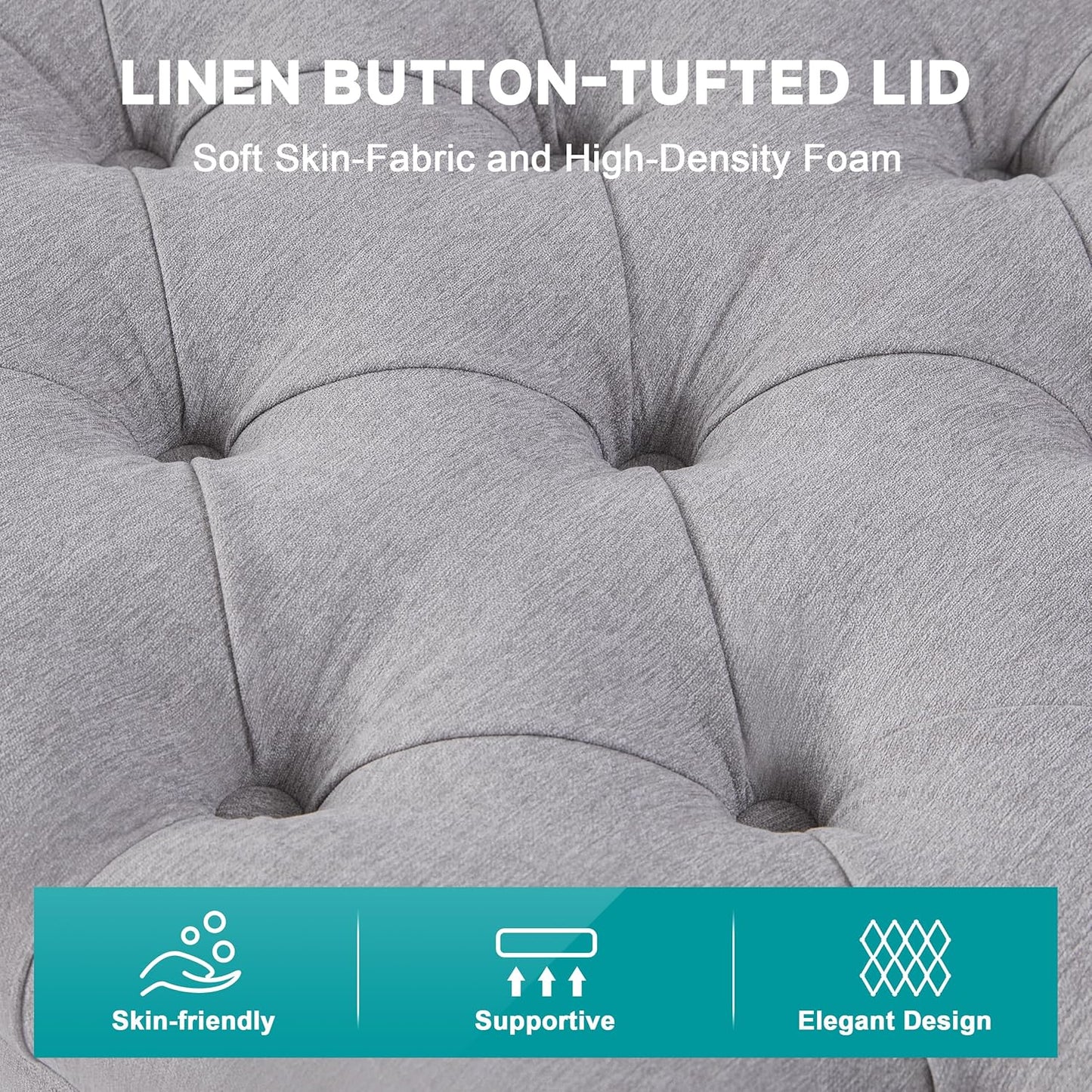 Mangodan50" Storage Ottoman Bench, Tufted Ottoman with Storage for Living Room, Large End of Bed Ottomans, Modern Entryway Benchs