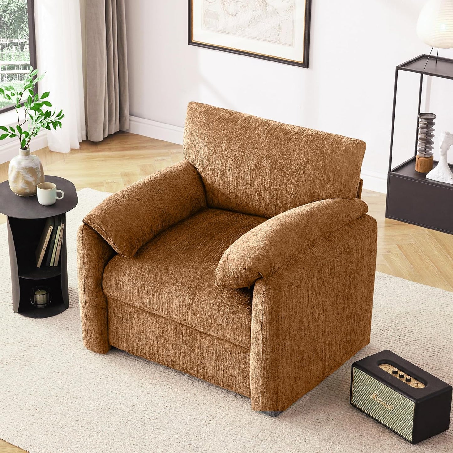 Chenille Oversized Armchair, 38.6" Wide Accent Chairs for Living Room & Bedroom Modern Lounge Chair