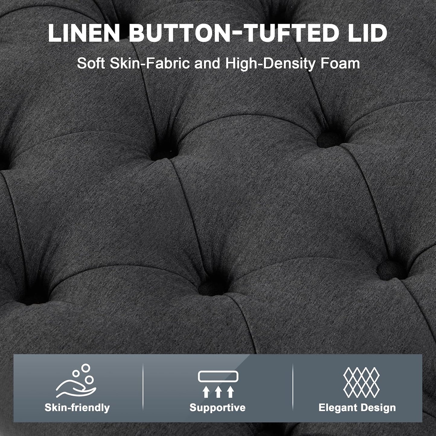 Mangodan50" Storage Ottoman Bench, Tufted Ottoman with Storage for Living Room, Large End of Bed Ottomans, Modern Entryway Benchs