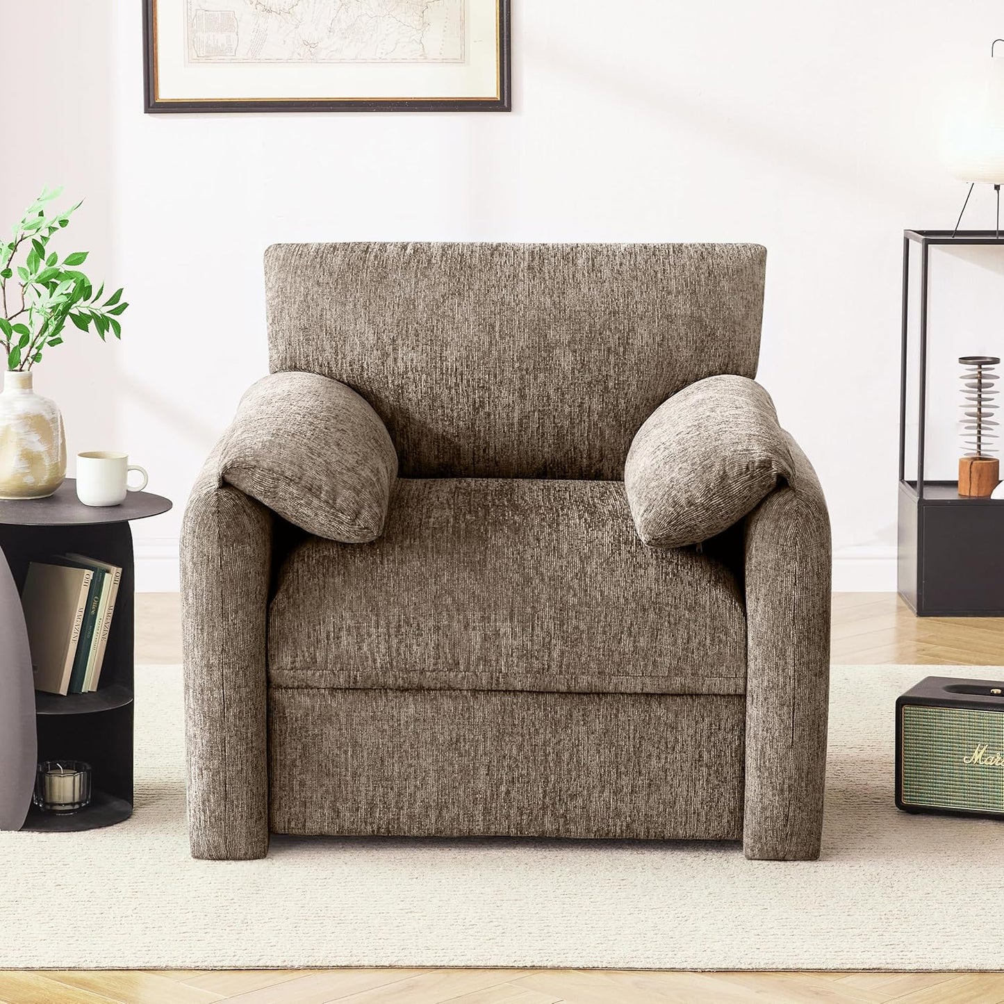 Mangodan Chenille Oversized Armchair, 38.6" Wide Accent Chairs for Living Room & Bedroom Modern Lounge Chair, Upholstered Mid-Century Reading Chair