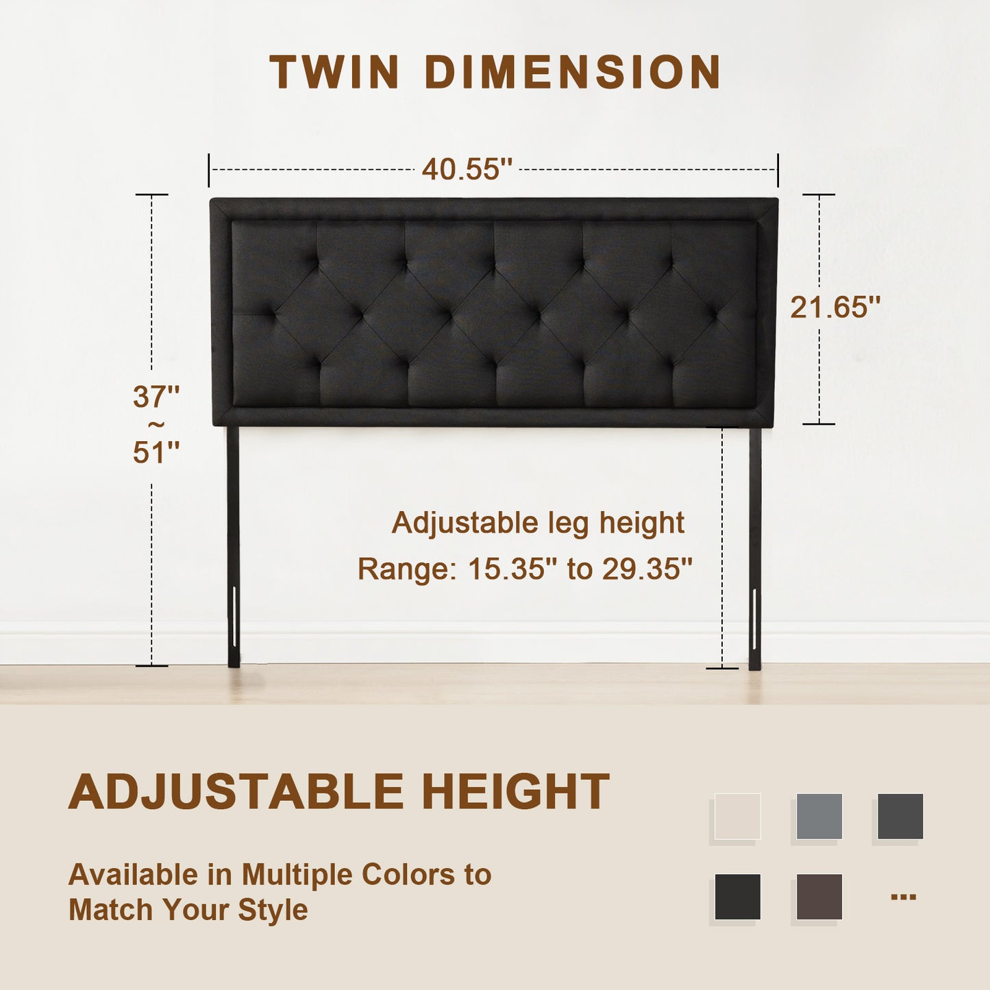 Howjoe Tufted Upholstered Full Size Headboard Only, Solid Wood Height Adjustable Modern Head Boards