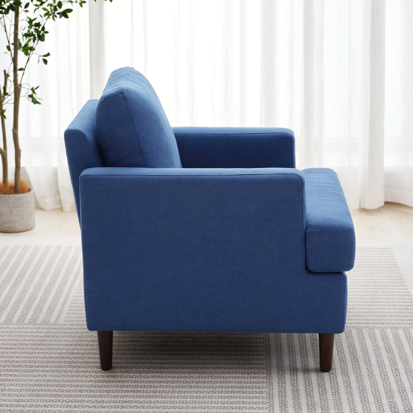 Mid-Century Accent Chair,Modern Linen Fabric Armchair for Living Room