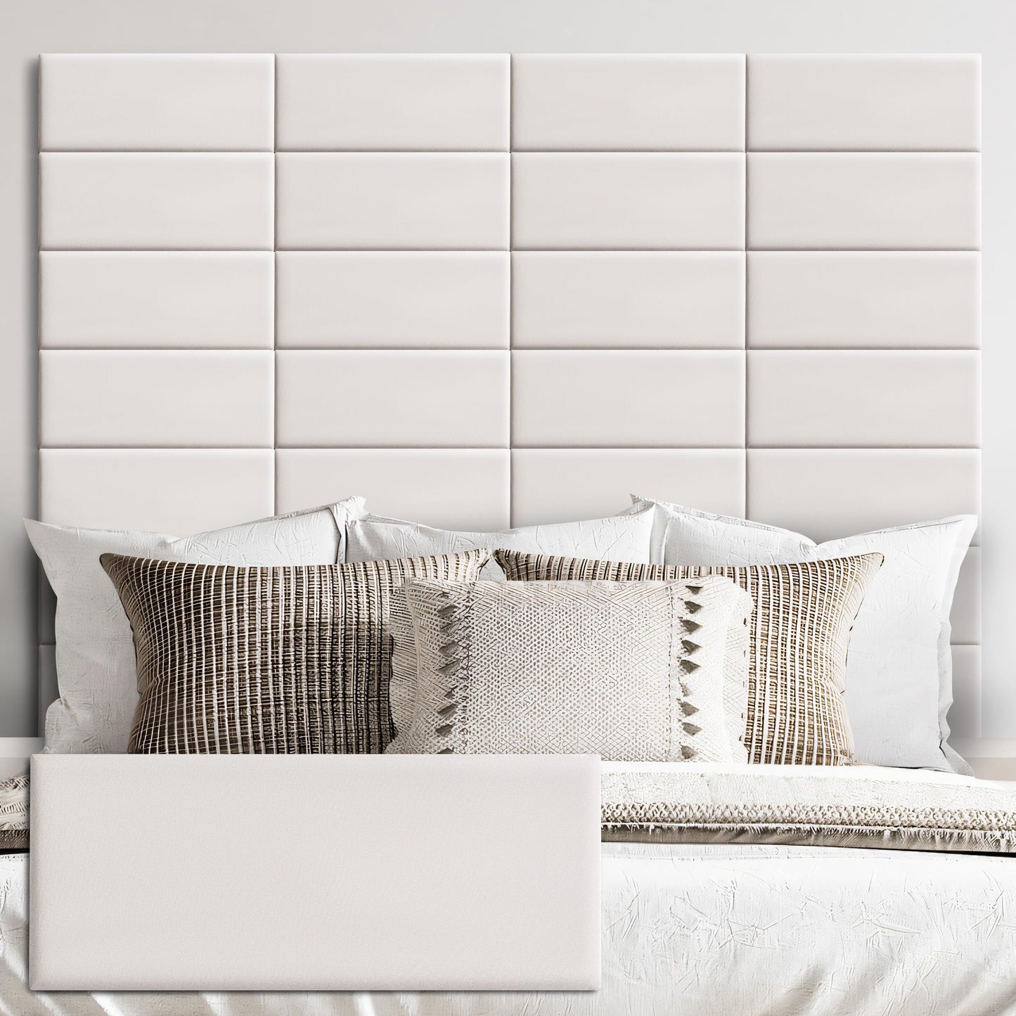 Wall Mounted Headboard, 3D Soundproof Wall Panels Peel and Stick Headboard