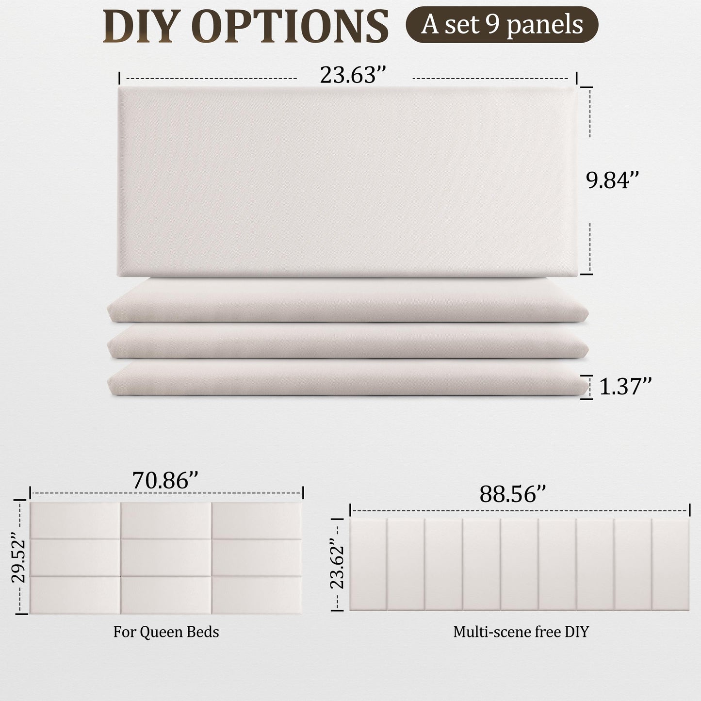 Wall Mounted Headboard, 3D Soundproof Wall Panels Peel and Stick Headboard
