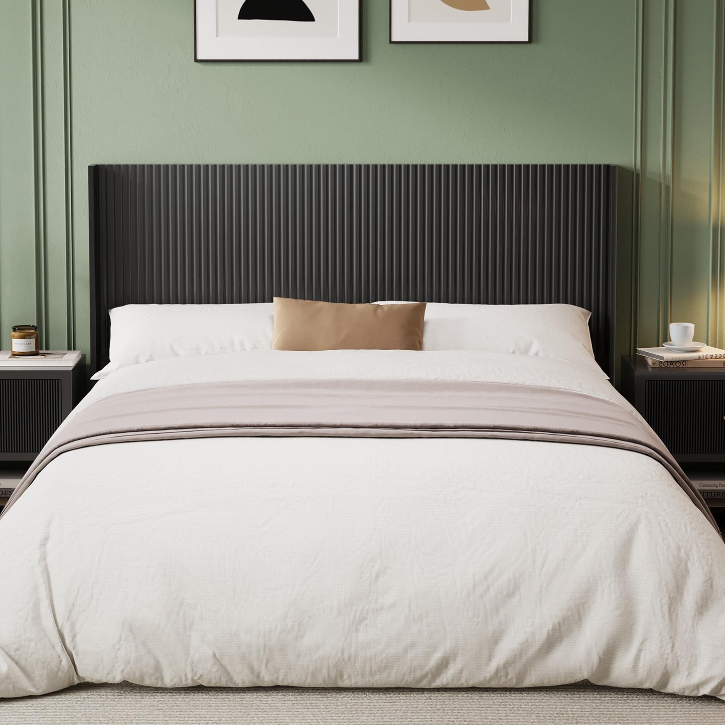 Huatean HomeWood Headboard Queen Size, 64.6" Wide Wooden Queen Headboard Only