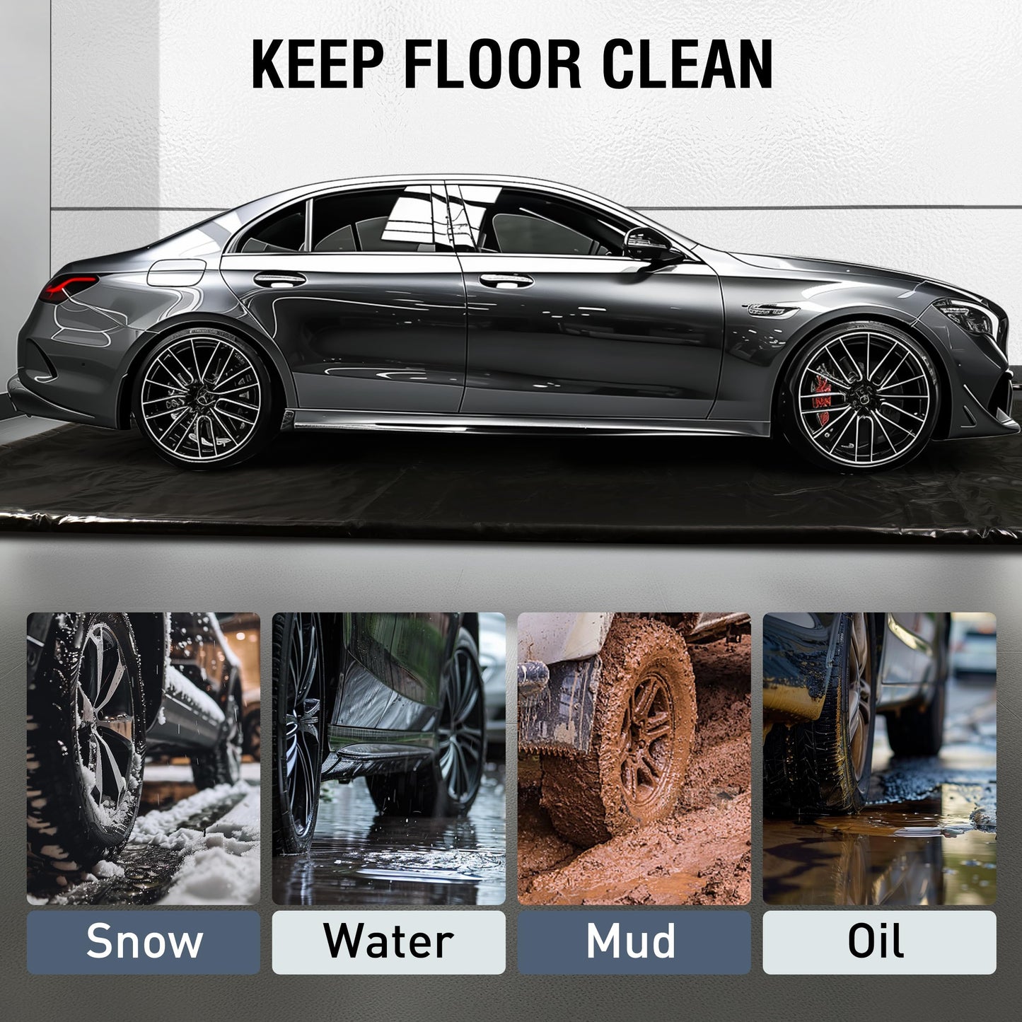 Garage Floor Mat, Under Car Waterproof Containment Mats, Oil Mat for Garage Covering