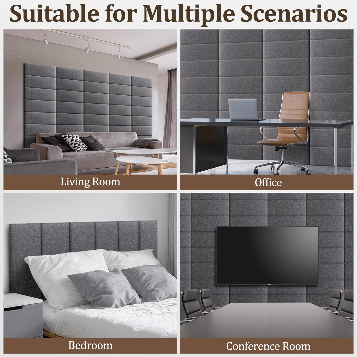 Wall Mounted Headboard, 3D Soundproof Wall Panels Peel and Stick Headboard