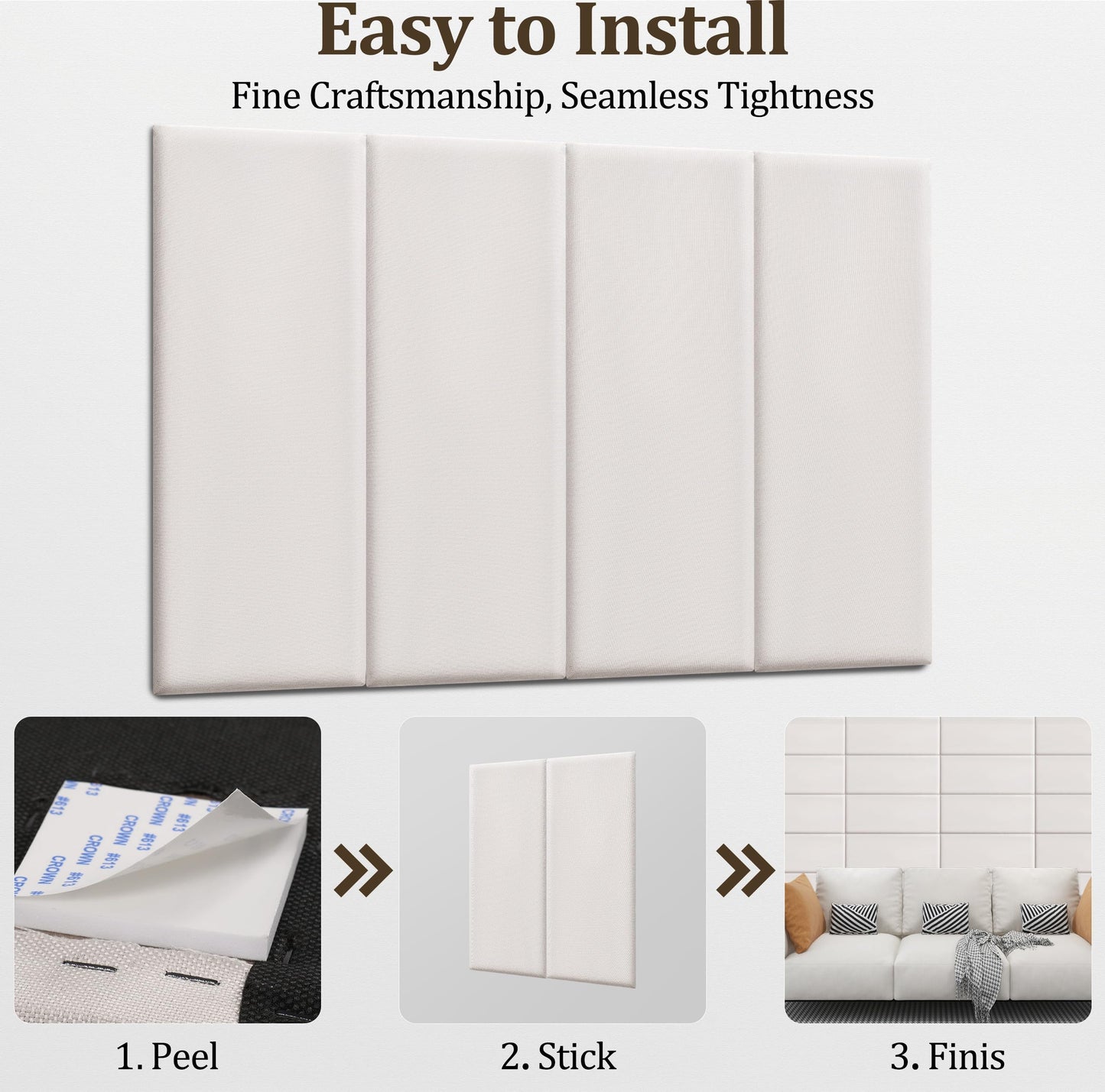 Wall Mounted Headboard, 3D Soundproof Wall Panels Peel and Stick Headboard