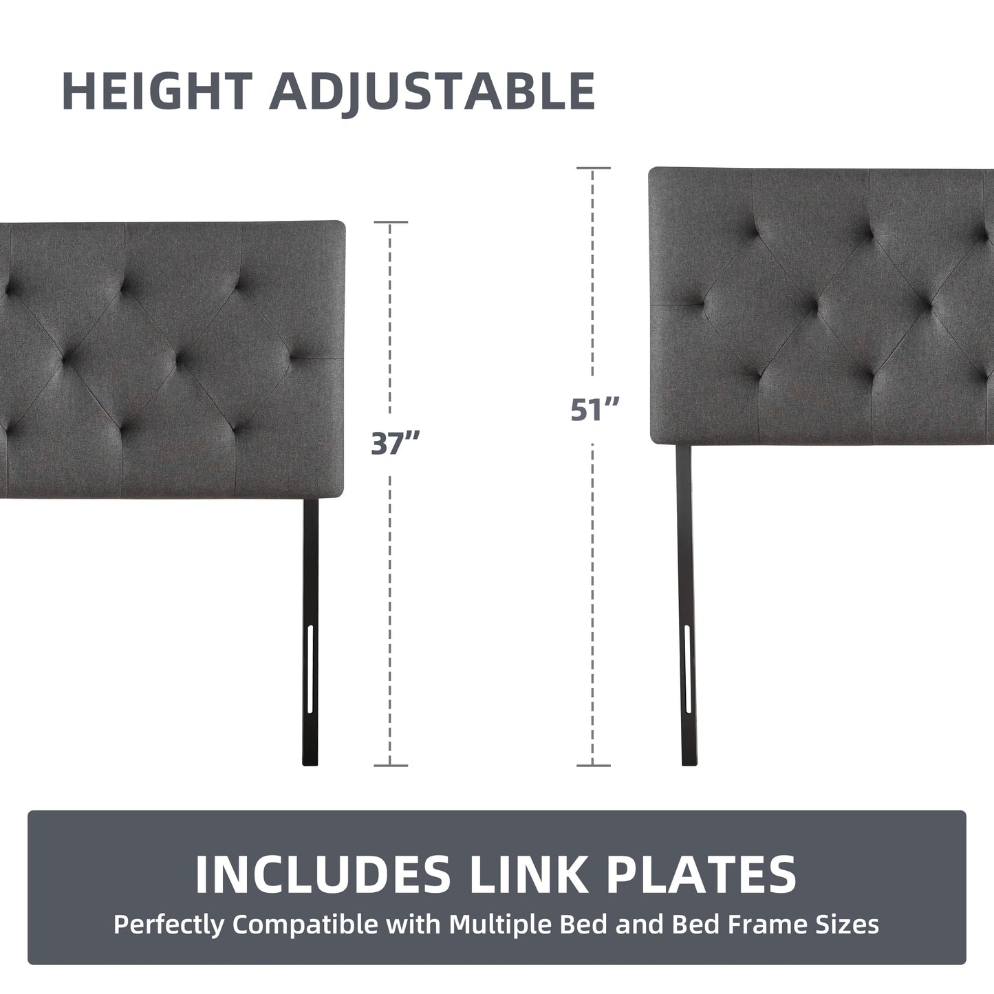 Linen Upholstered Headboard , Modern Diamond Tufting Solid WoodHeadboard