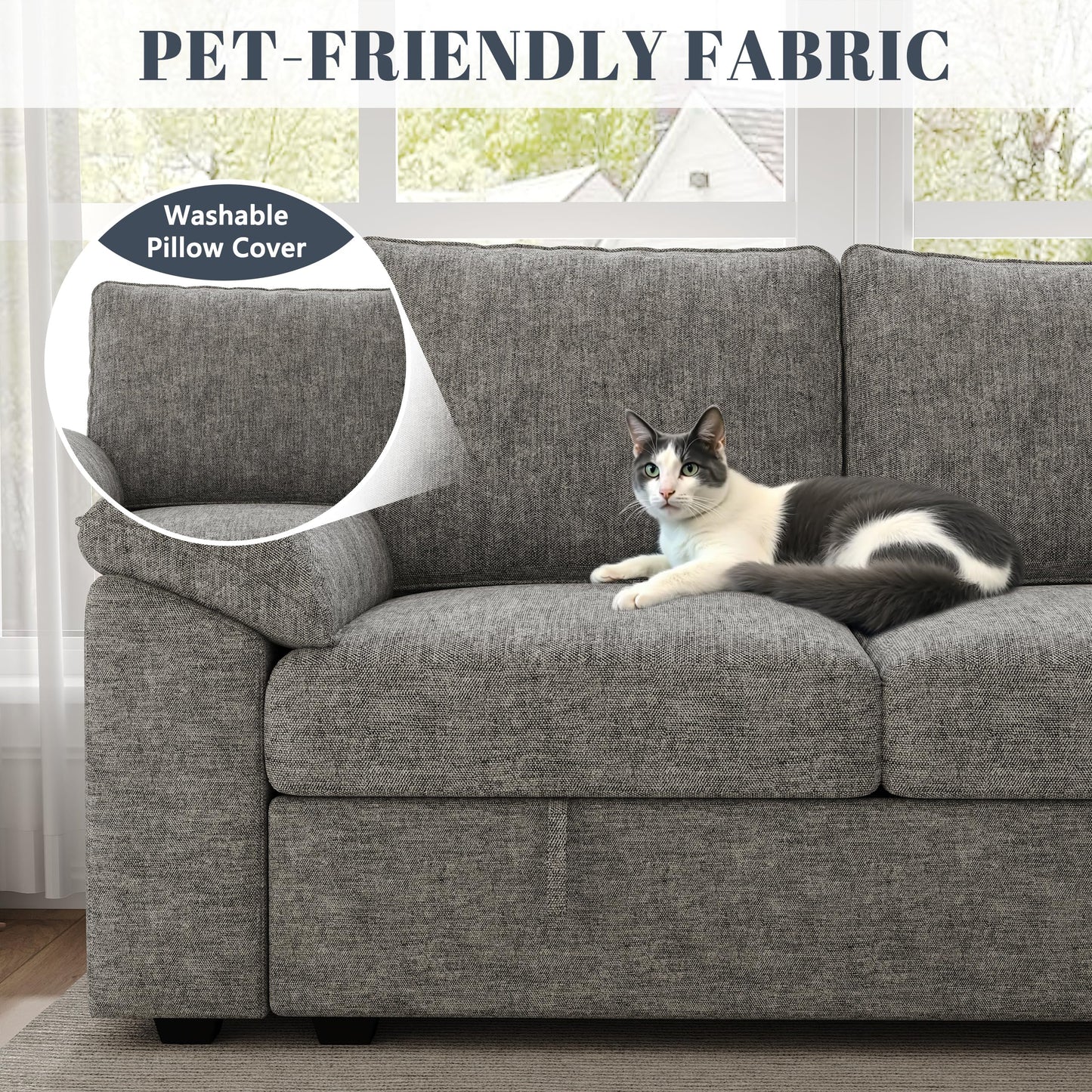 MangodanModular Sectional Sofa with Pull Out BedSectional Couches for Living Room,Cloud Modular Couch,Removable Sofa Cover