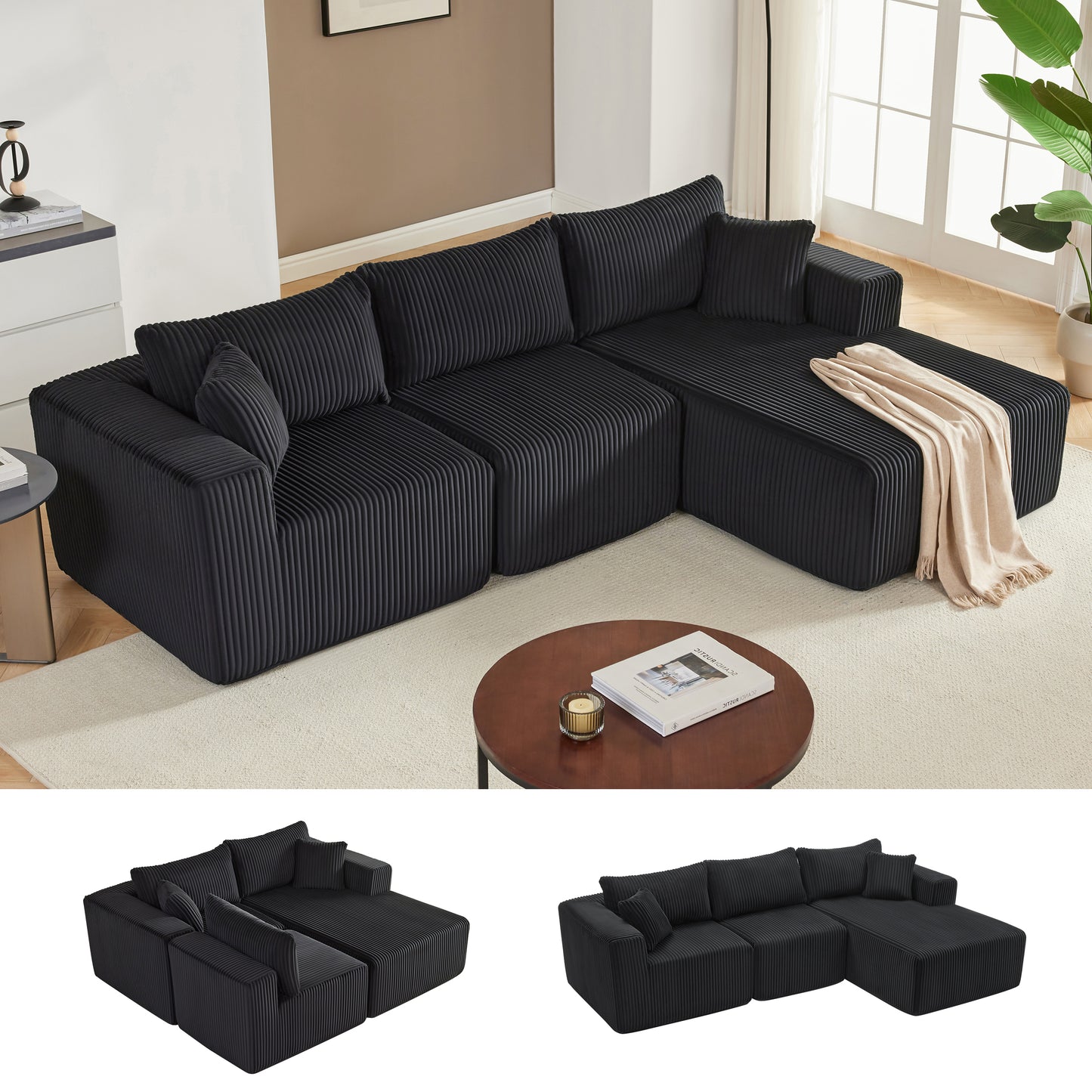 Cloud Couch Sectional with Deep Seat, Comfy Couch with L-Shaped Chaise