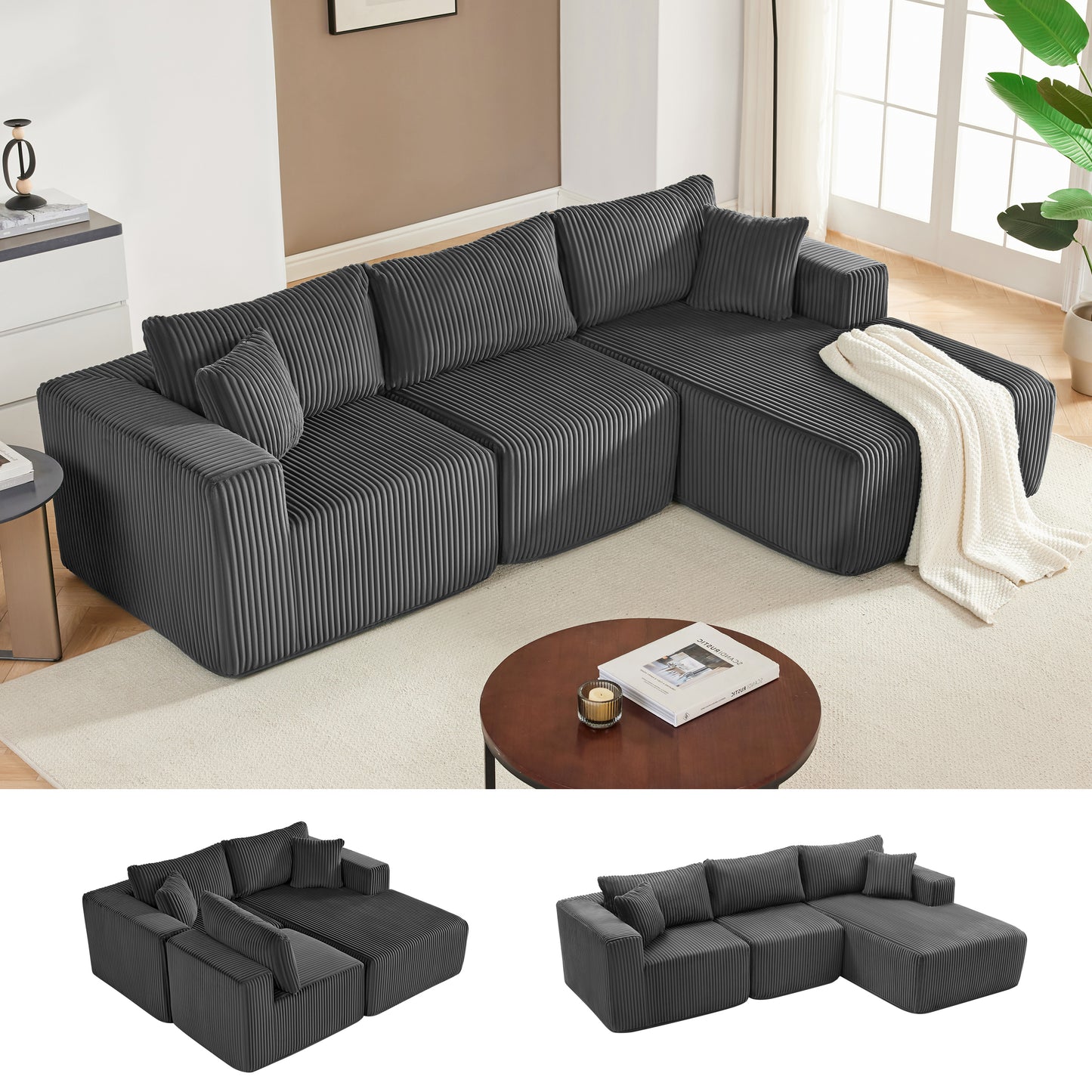 Cloud Couch Sectional with Deep Seat, Comfy Couch with L-Shaped Chaise