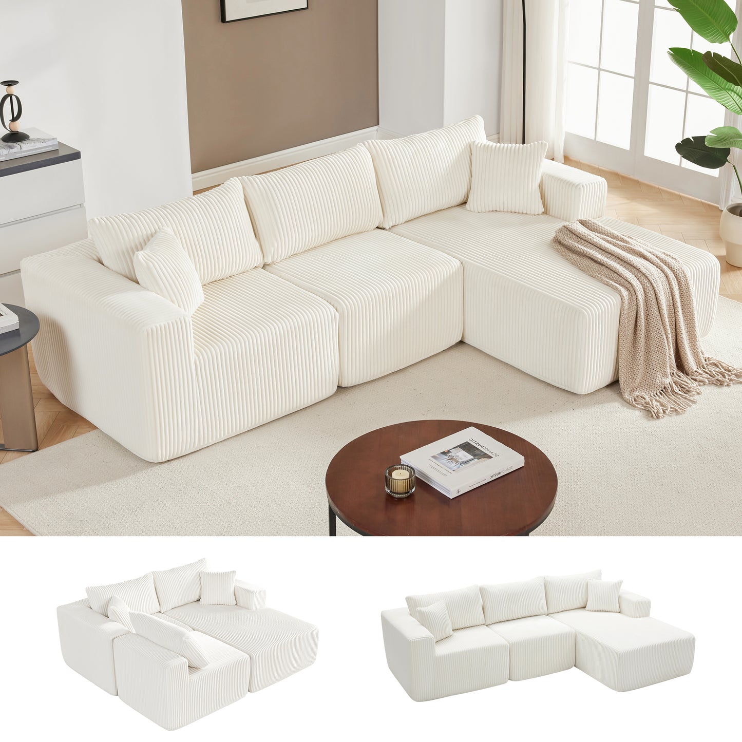 Cloud Couch Sectional with Deep Seat, Comfy Couch with L-Shaped Chaise